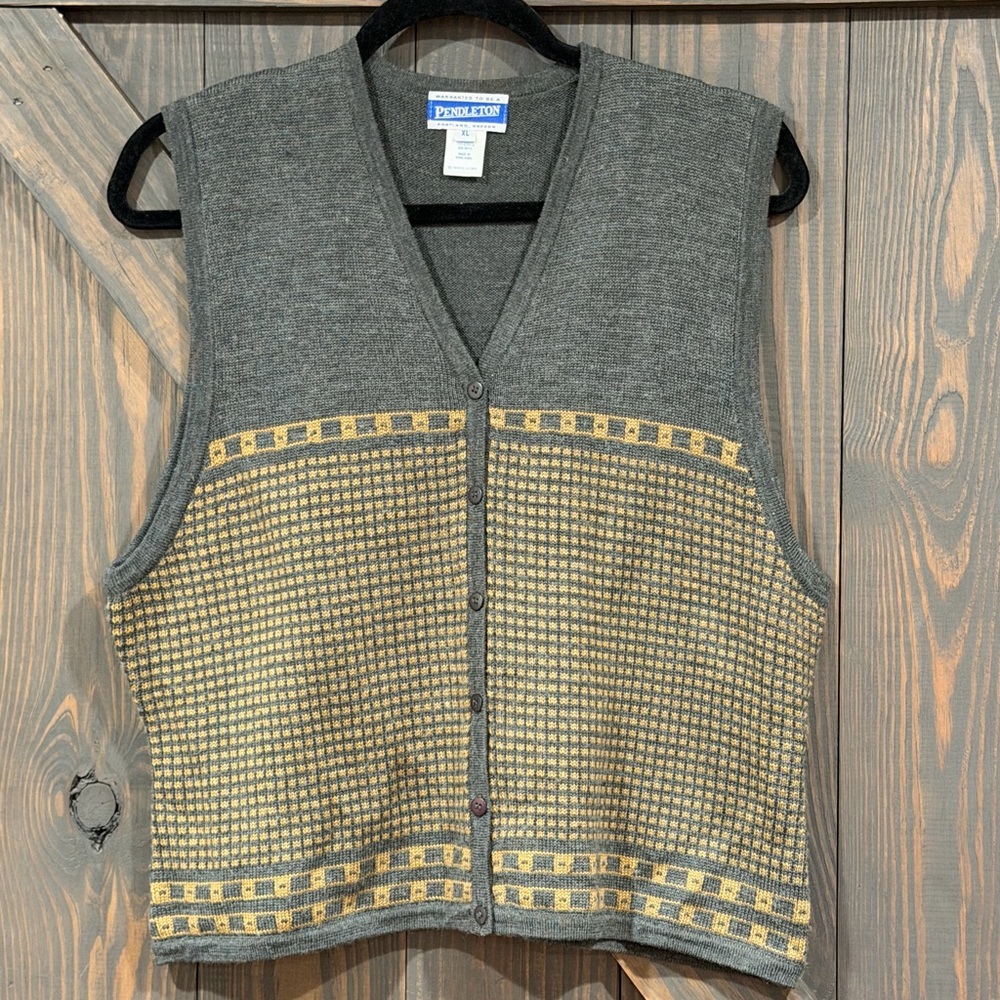 Vintage Pendleton Two Tone Pattern Button Up Wool… - image 7